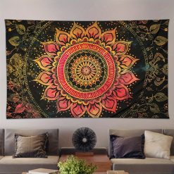 Tenture Murale Mandala Soleil de Feu et Or