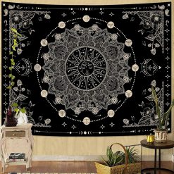Tenture Murale Mandala Zodiaque et Éclipse Solaire