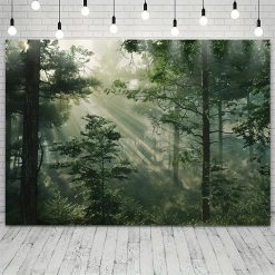 Tenture Murale Nature "Brume Matinale et Rayons Sylvestres"