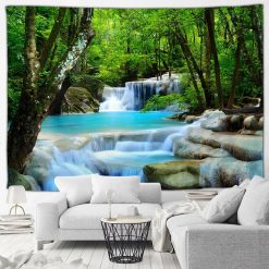 Tenture Murale Nature Cascades d'Erawan et Forêt Enchantée