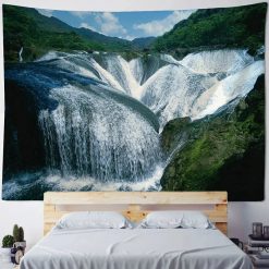 Tenture Murale Nature Chutes d'Eau Monumentales et Montagnes Vertes