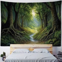 Tenture Murale Nature Forêt Enchantée et Sentier de Lumière
