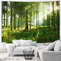 Tenture Murale Nature Forêt Ensoleillée et Rayons de Lumière