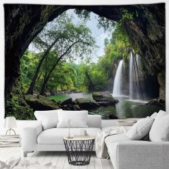 Tenture Murale Nature Grotte Mystérieuse et Cascade Tropicale