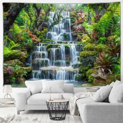 Tenture Murale Nature Jardin Tropical Suspendu et Cascades