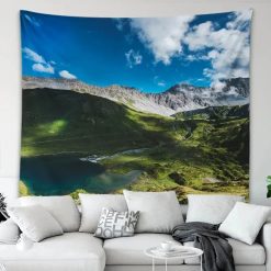 Tenture Murale Nature Lac d'Altitude et Vallon Alpin Ensoleillé