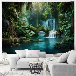 Tenture Murale Nature Lagon Perdu et Cascades de la Jungle