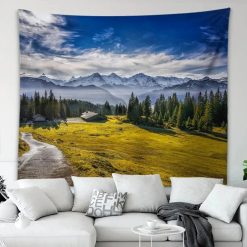 Tenture Murale Nature Panorama des Alpes Suisses et Chalet d'Alpage