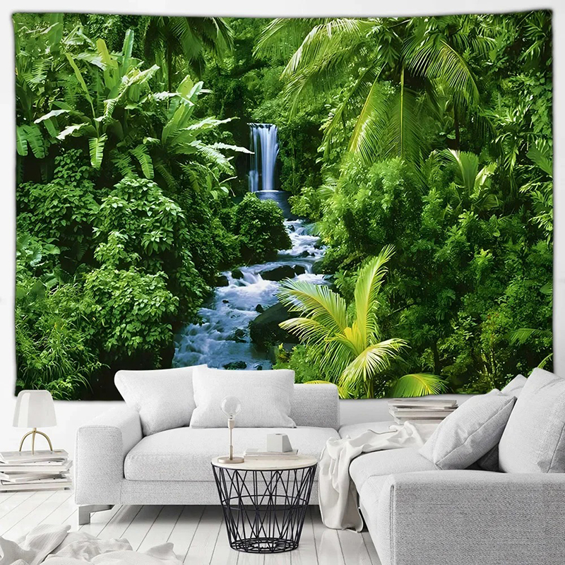 Tenture Murale Nature Rivière Sauvage et Cascade Tropicale