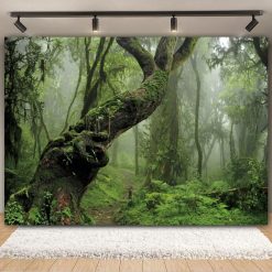 Tenture Murale Paysage Arbre Gardien des Brumes Émeraude