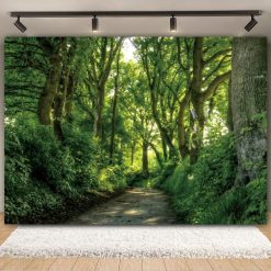 Tenture Murale Paysage "Chemin Secret sous la Canopée Verte"