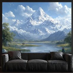 Tenture Murale Paysage "Cimes Sacrées et Lac du Silence"