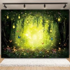Tenture Murale Paysage "Clairière Féérique aux Lucioles Dorées"