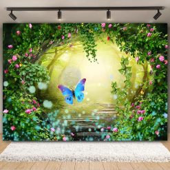 Tenture Murale Paysage "Portail Enchanté au Papillon Azur"