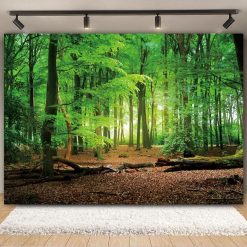 Tenture Murale Paysage "Sous-Bois Émeraude à la Lumière Naissante"