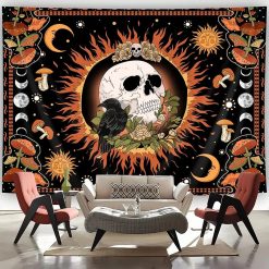 Tenture Murale Tête de Mort - Couronne Solaire du Corbeau Mystique