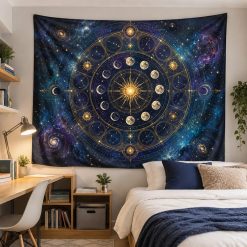 Tenture Murale Astrologie Roue du Zodiaque Céleste