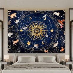 Tenture Murale Astrologie "Roue du Zodiaque Céleste"