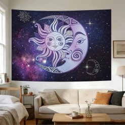 Tenture Murale Astrologie Soleil et Lune Cosmique