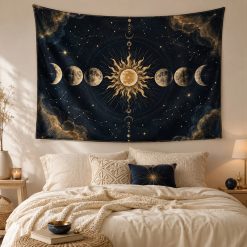 Tenture Murale Astrologie Soleil et Phases Lunaires