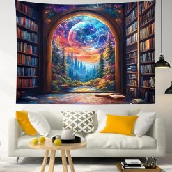 Tenture Murale Bibliothèque "Portail Cosmique des Mille Mondes"