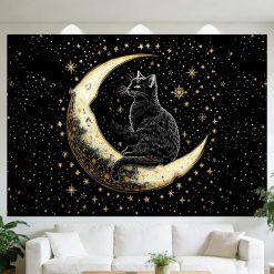 Tenture Murale Bohème Chat Lunaire