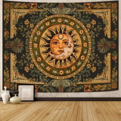 Tenture Murale Bohème "Étreinte du Soleil et de la Lune"