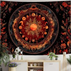 "Tenture Murale Bohème ""Mandala Solaire des Astres Ardents"" "