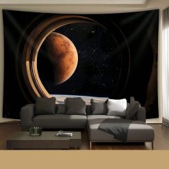 Tenture Murale Espace Hublot Spatial - Vue sur Mars