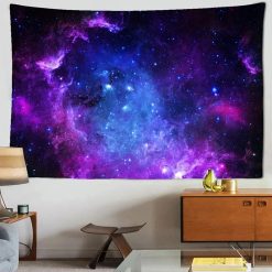Tenture Murale Galaxie Nébuleuse Cosmique Violette et Bleue