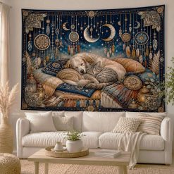 Tenture Murale Hippie Compagnons de Lune Rêves sous les Attrape-Rêves