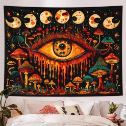 Tenture Murale Hippie Œil des Champignons Cosmiques