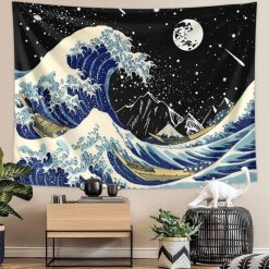 Tenture Murale Japonaise Grande Vague Nocturne
