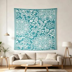 Tenture Murale Mandala Arabesques Turquoise