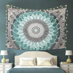 Tenture Murale Mandala "Éclosion d'Aigue-Marine"