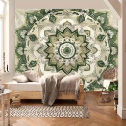 Tenture Murale Mandala Lotus Émeraude
