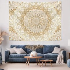 Tenture Murale Mandala "Rayonnement Doré"