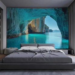 Tenture Murale Nature Grotte Marine Émeraude et Bioluminescence