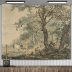 Tenture Murale Nature - L'Heure du Pâturage & Chêne Gardien