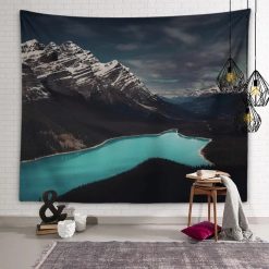 Tenture Murale Nature Lac Peyto de Nuit et Sommets Enneigés du Canada