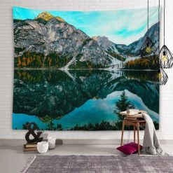 Tenture Murale Nature Lac de Braies et Reflets des Dolomites