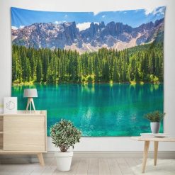 Tenture Murale Nature Lac de Carezza et Pics des Dolomites