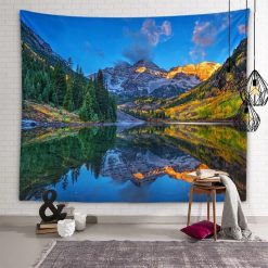 Tenture Murale Nature Maroon Bells d'Automne et Reflets Dorés