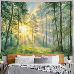 Tenture Murale Nature Rayons de Soleil en Forêt