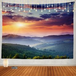 Tenture Murale Paysage Aurore sur les Collines Brumeuses