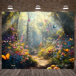 Tenture Murale Paysage - Jardin Enchanté aux Papillons Lumineux