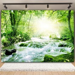 Tenture Murale Paysage "Source Lumineuse au Cœur de la Forêt"