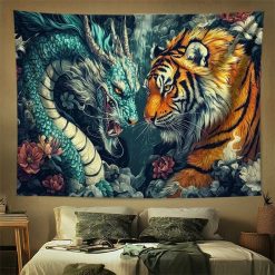 Tenture Murale Animaux « Duel du Tigre et du Dragon »