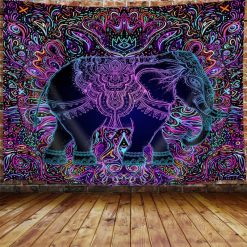 Tenture Murale Hippie Éléphant Psychédélique Mandalas