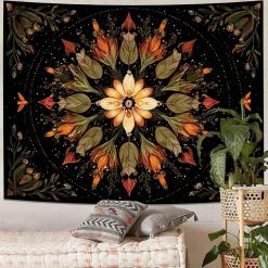 Tenture Murale Hippie Mandala Floral aux Fleurs d’Automne